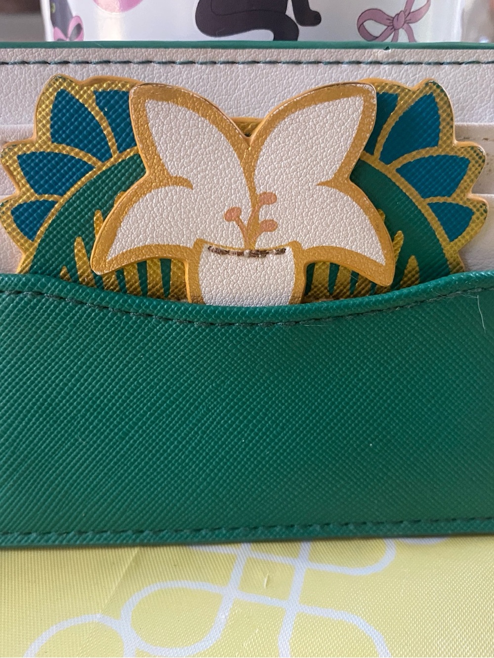Green Floral Accent Women’s Card Holder(Mulan Loungefly)